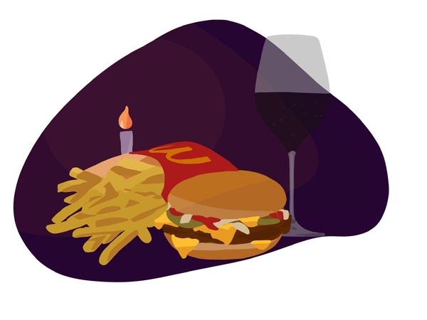 Do a romantic fast food date. date idea illustration